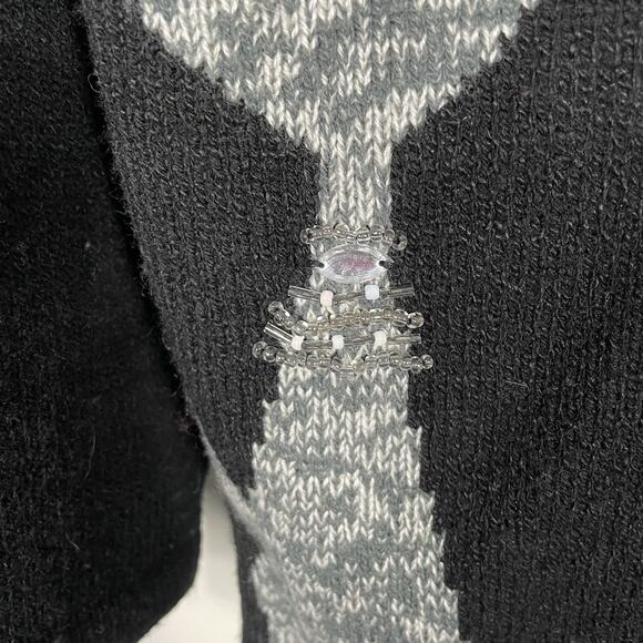 VTG Allison Daley Beaded Cat Sweater Size PL Black Full Zip Cardigan Fun Classic - Picture 11 of 16